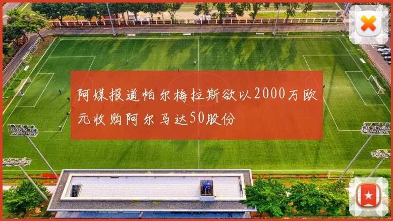 阿媒报道帕尔梅拉斯欲以2000万欧元收购阿尔马达50股份